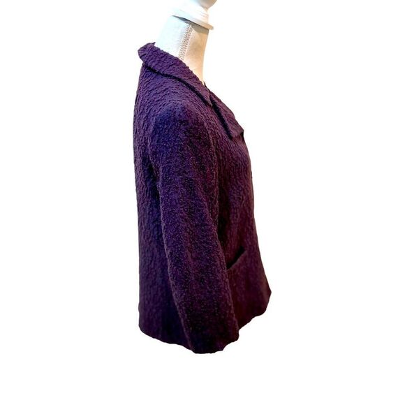 Ann Freedberg lined purple nubby texture jacket pea coat notched collar size 6 - Picture 4 of 12